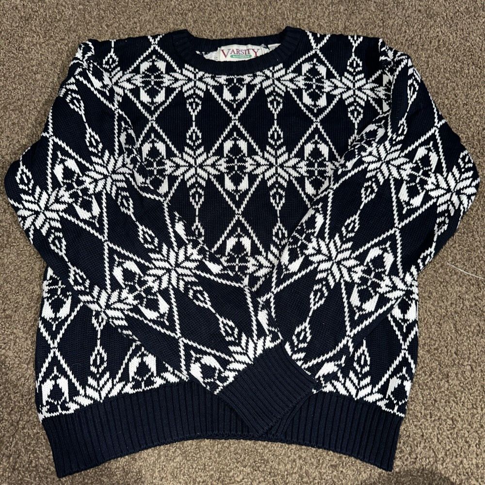 Vintage Varsity‎ Savile Row Mens XL Chunky Knit Sweater Crewneck 80s
